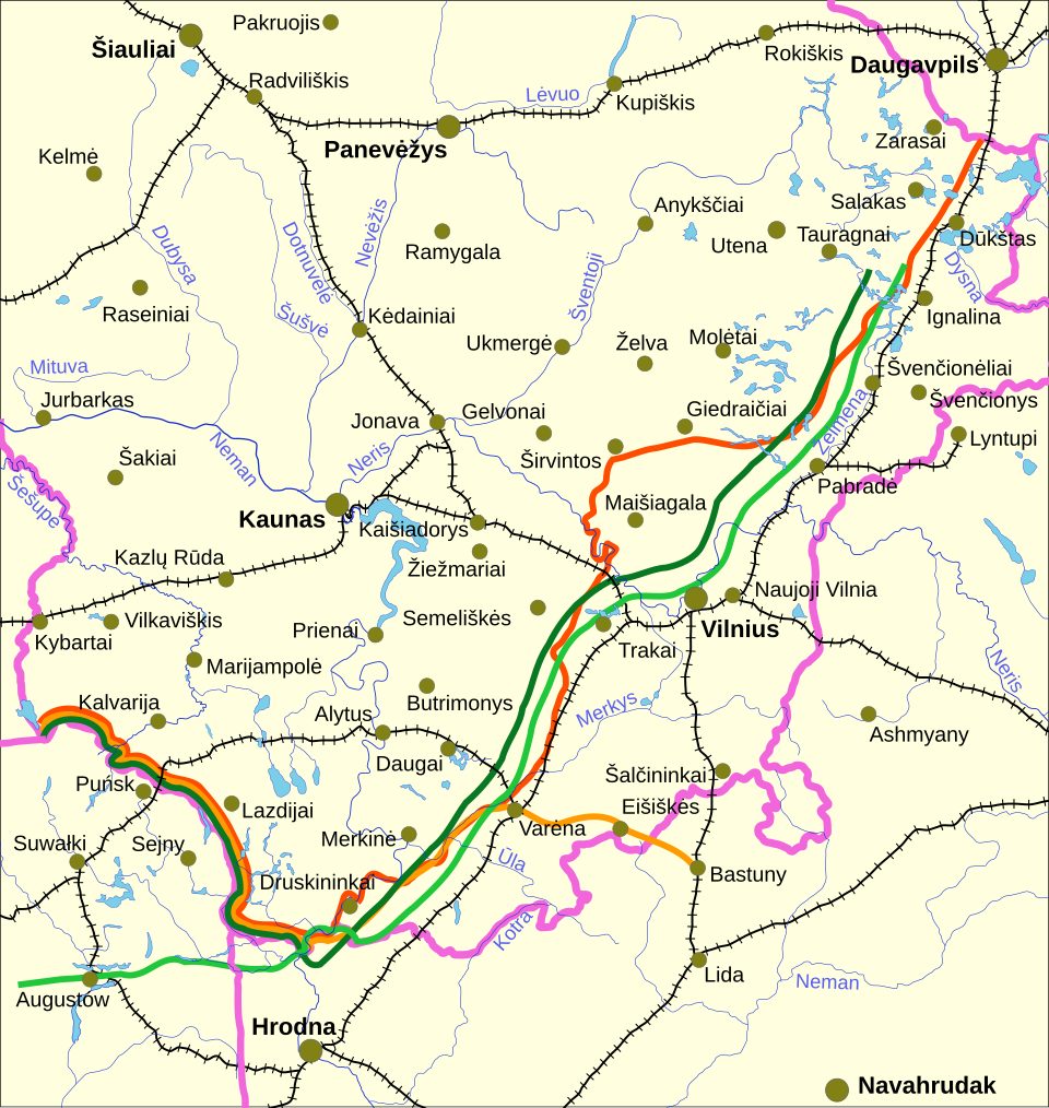 Lietuvos ir Lenkijos demarkacijos linijų 1919–1939 m. žemėlapis